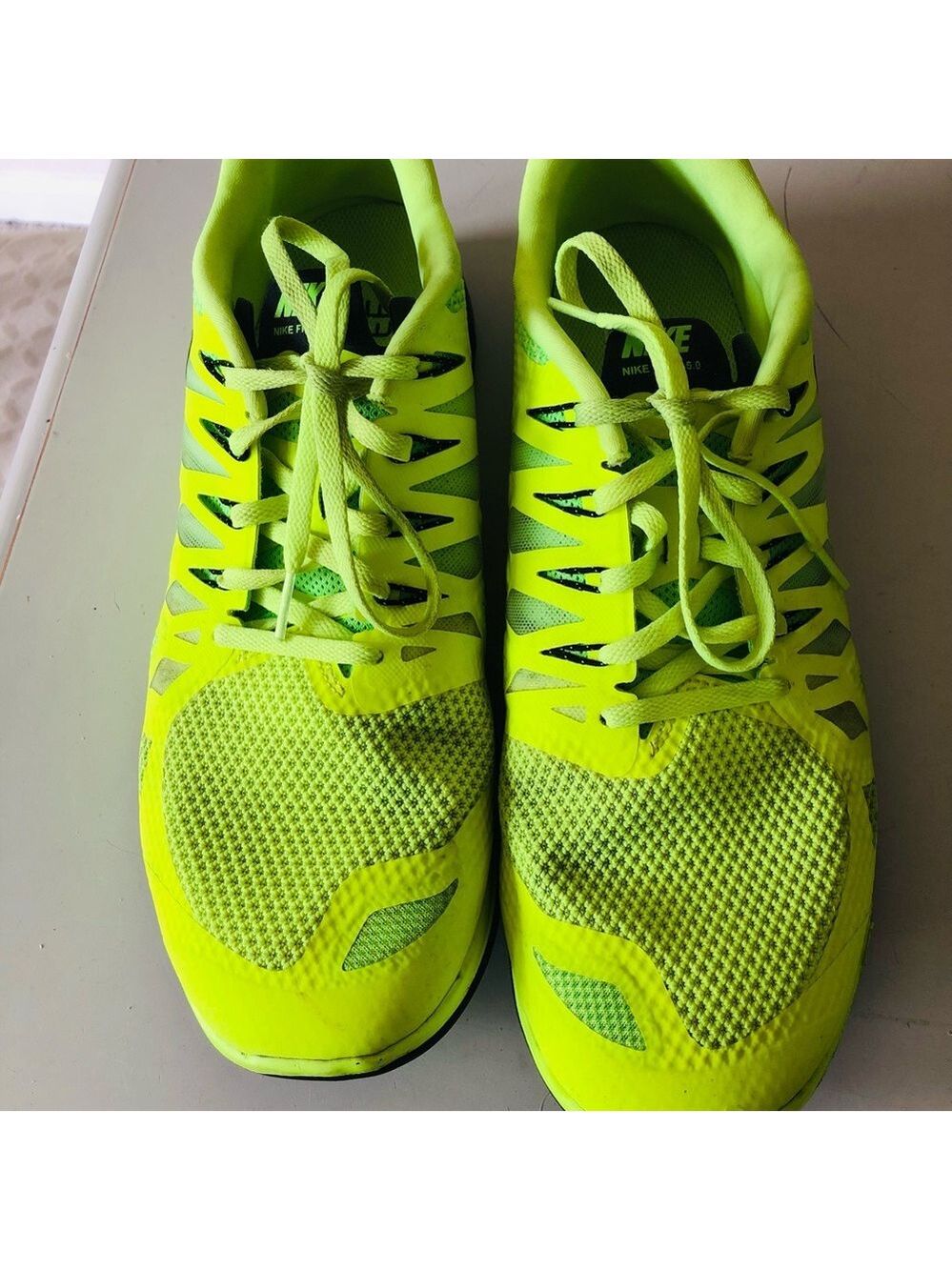 Size 13 Nike Free 5.0 Neon Volt Green Y2K Cyberpunk Gymcore Hi-Vis Running Shoes